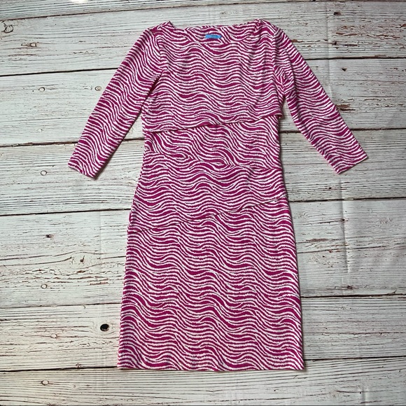 J. McLaughlin Dresses & Skirts - J McLaughlin Catalina Cloth Nicola Sheath Dress Rose and White Radio Wav…